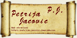 Petrija Jačović vizit kartica